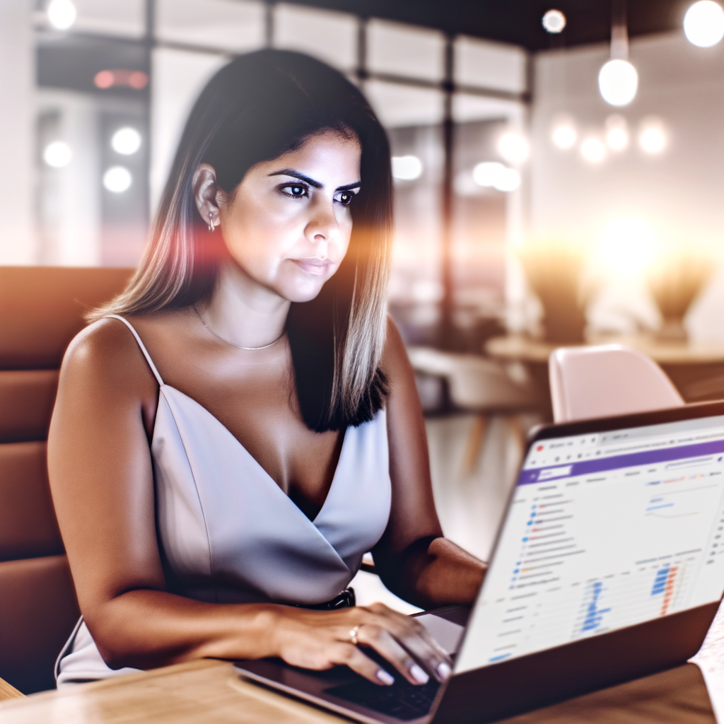 A german digital marketing expert analyzing SEO data on a laptop, Google Search Console and analytics charts visible, focused expression, modern office, blurred background with daylight, casual-smart outfit, sharp and professional photo style